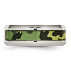 Stainless Steel Polished Camouflage .03 Carat Diamond 8mm Band