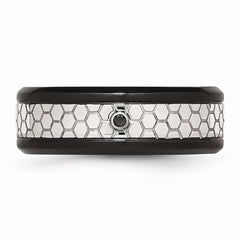 Stainless Steel Polished w/Brushed Black IP-plated 2pt. Diamond 8mm Band