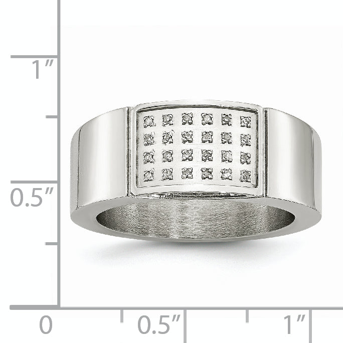 Stainless Steel Polished 1/10 Carat Diamond 9.5mm Band