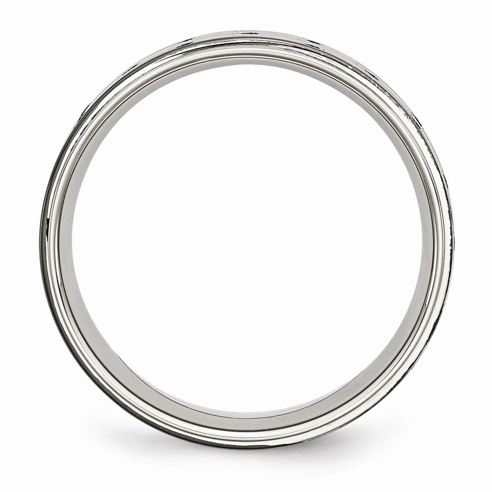 Stainless Steel Polished Black IP-plated 8mm Grooved Ring