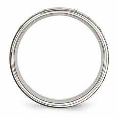 Stainless Steel Polished Black IP-plated 8mm Grooved Ring