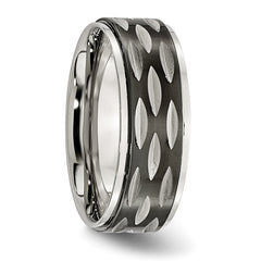 Stainless Steel Polished Black IP-plated 8mm Grooved Band