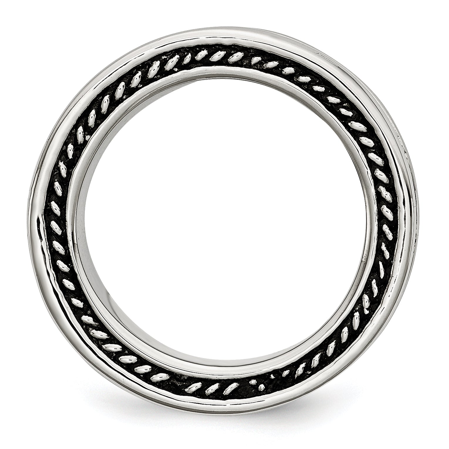 Stainless Steel Polished and Antiqued 9mm Band