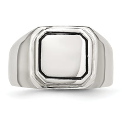 Stainless Steel Polished Black Enameled Ring