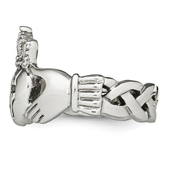 Stainless Steel Polished Claddagh with Cross Ring