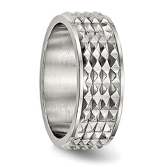 Stainless Steel Polished 8mm Studded Band