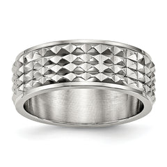 Stainless Steel Polished 8mm Studded Band