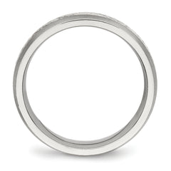 Stainless Steel WithSterling Silver Inlay Brushed Diamond Cut 6mm Band