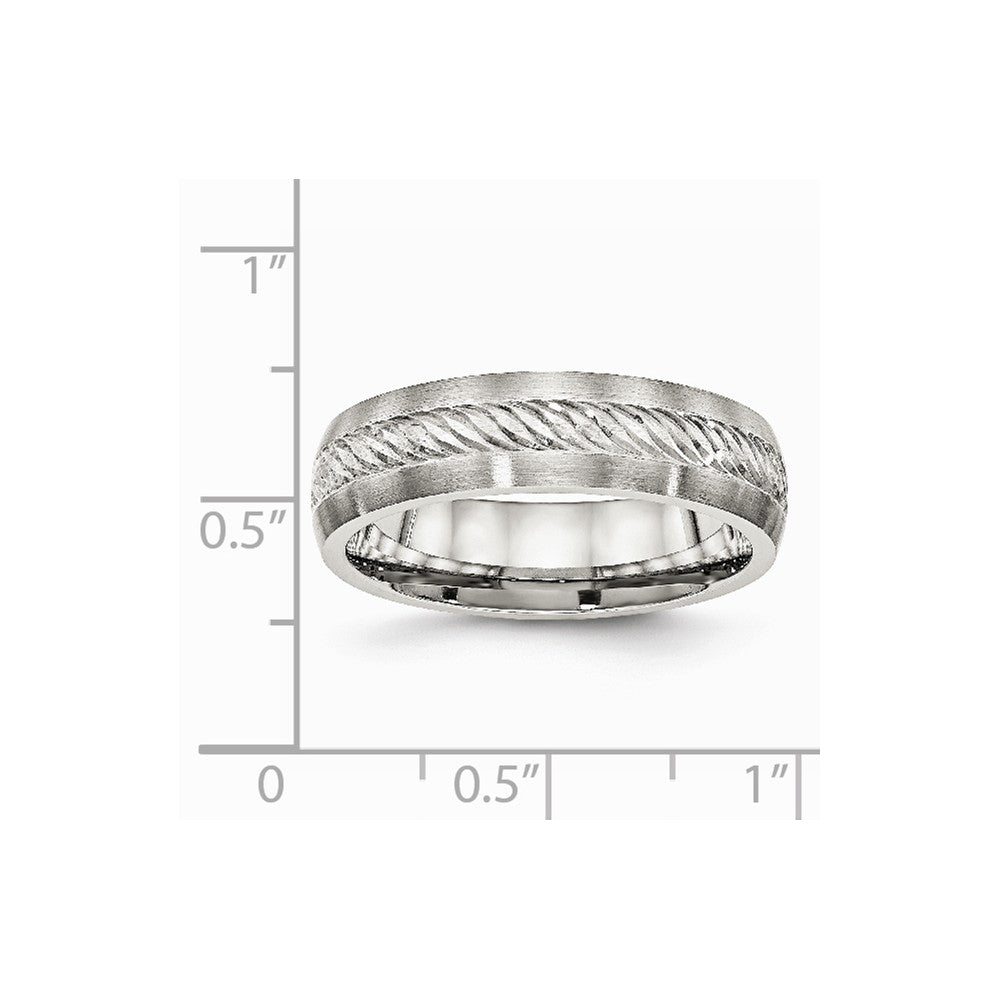 Stainless Steel Brushed w/Silver D/C Inlay Ring