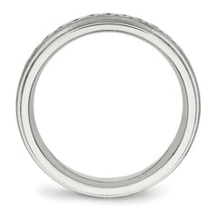 Stainless Steel WithSterling Silver Braid Inlay Brushed/Polished 6mm Band