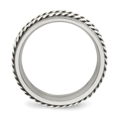 Stainless Steel Brushed w/Silver Double Twist Inlay Ring