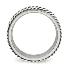 Stainless Steel WithSterling Silver Double Twisted Brushed 8mm Band