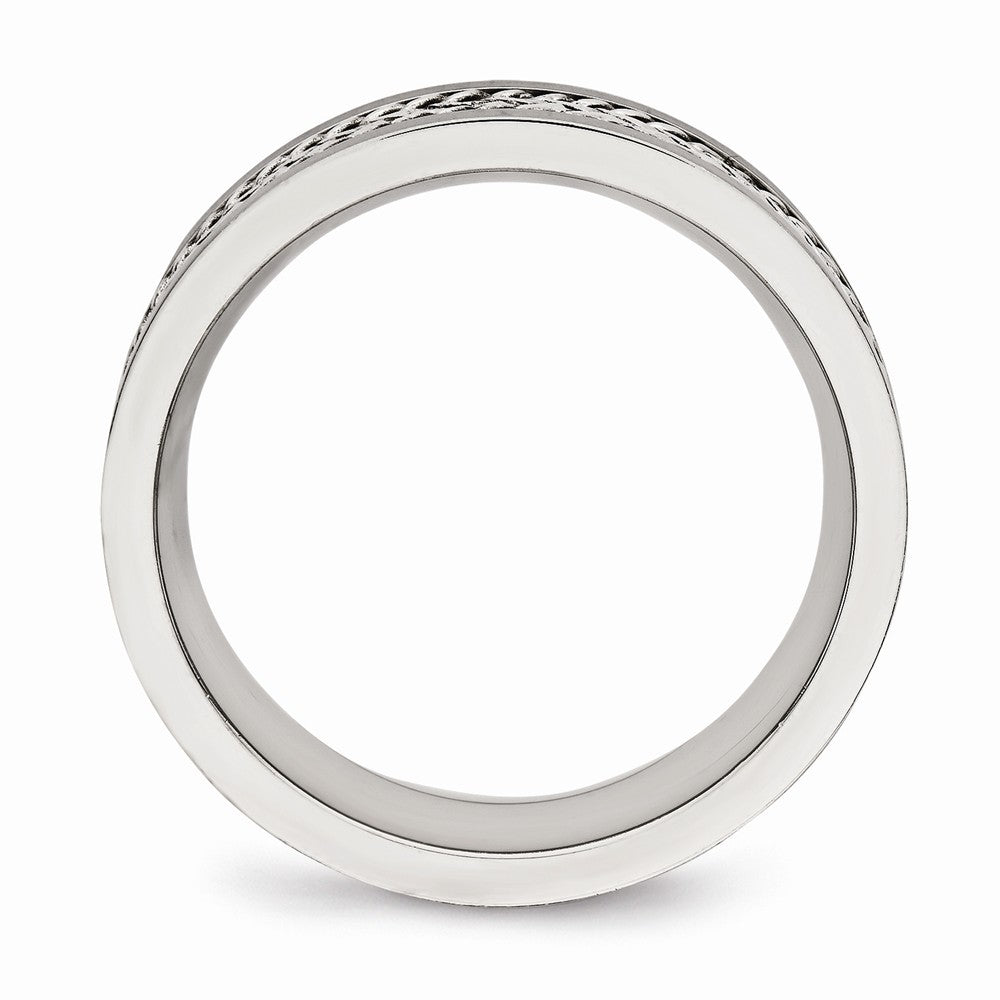 Sophia Jewelers Stainless Steel Wedding Band with Silver Inlay Finish