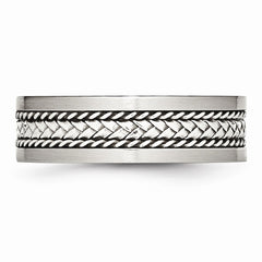 Sophia Jewelers Stainless Steel Wedding Band with Silver Inlay Finish