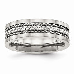 Sophia Jewelers Stainless Steel Wedding Band with Silver Inlay Finish