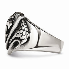 Stainless Steel Antiqued Shield Ring