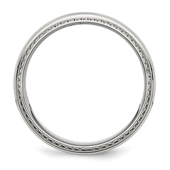 Stainless Steel Polished Textured Edged 8mm Ring