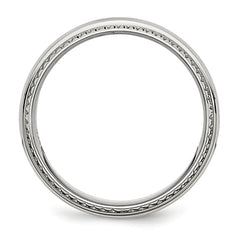 Stainless Steel Polished 8mm Textured Edged Band