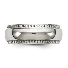 Sophia Jewelers Stainless Steel Wedding Band with Polished Textured Edge