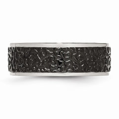 Stainless Steel Polished and Textured Black Ip-plated Band