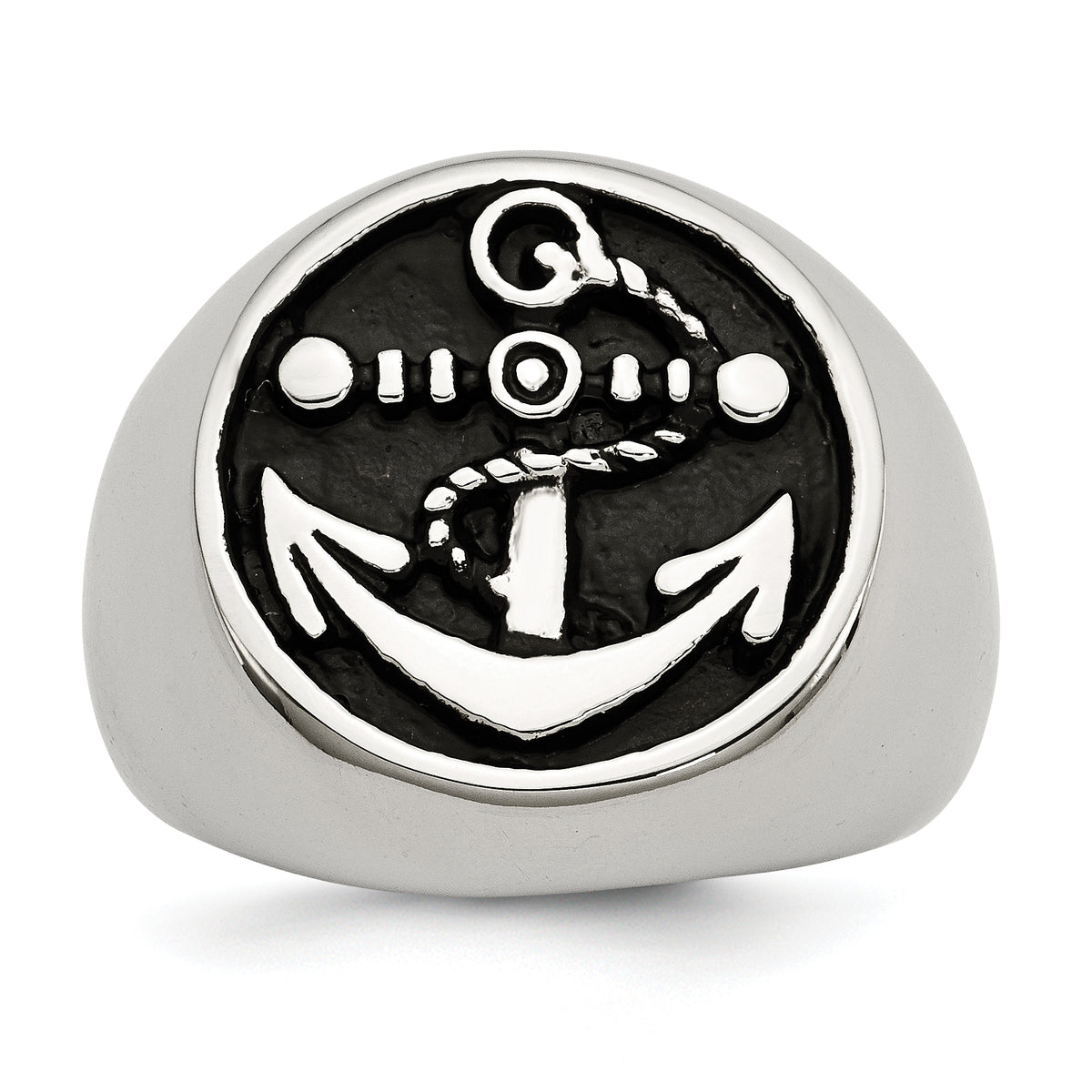 Stainless Steel Antiqued and Polished Anchor Ring