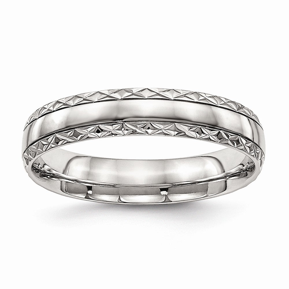 Sophia Jewelers Stainless Steel Criss Cross Wedding Band Polished Finish