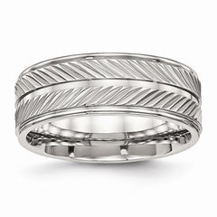 Sophia Jewelers 8mm Polished Stainless Steel Grooved Wedding Band