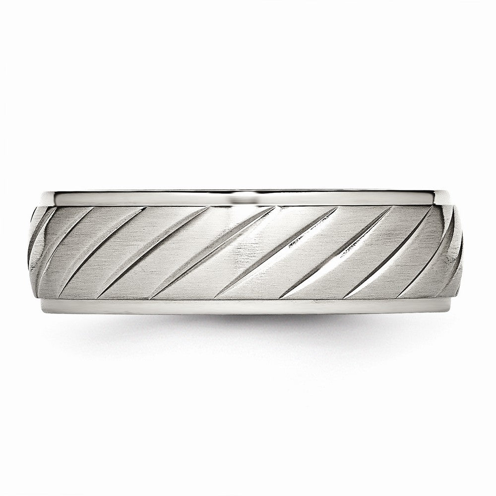 Sophia Jewelers Stainless Steel Wedding Band with Polished Brushed Grooves