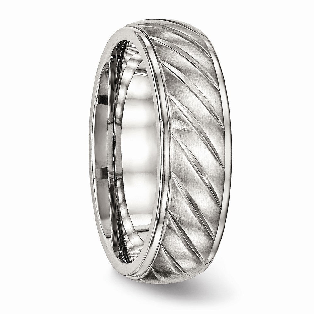 Sophia Jewelers Stainless Steel Wedding Band with Polished Brushed Grooves