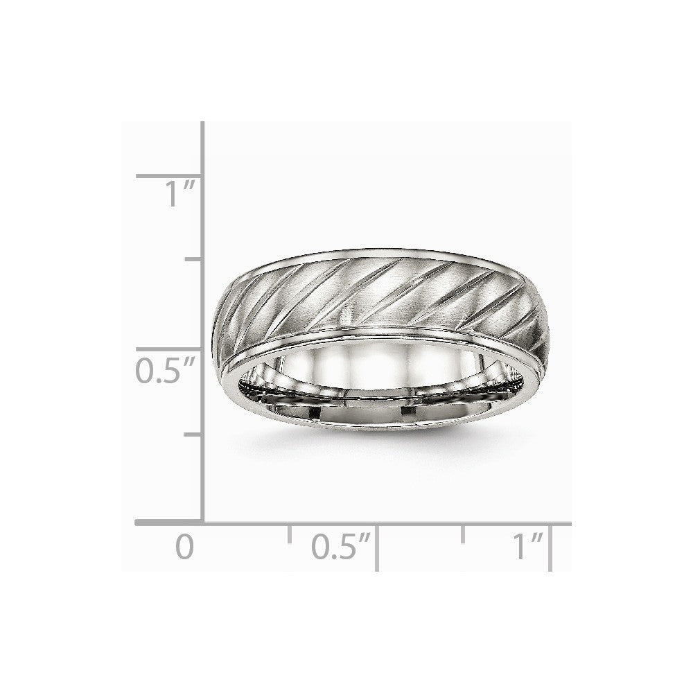 Stainless Steel Brushed and Polished Grooved Ring