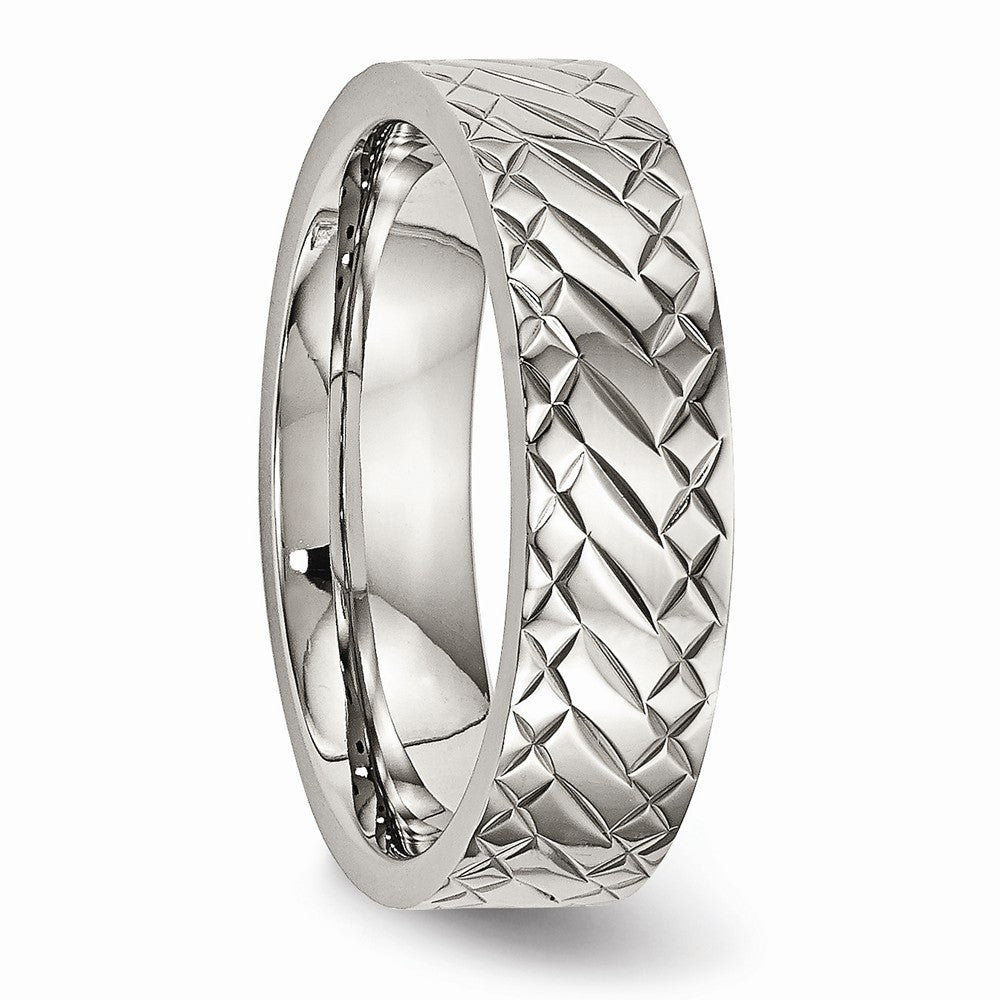 Stainless Steel Polished Textured Ring