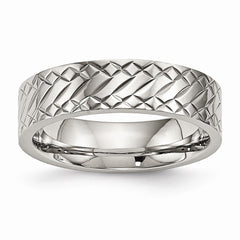 Stainless Steel Polished Textured Ring