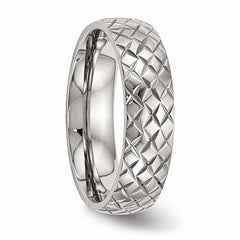 Stainless Steel Polished Textured Ring