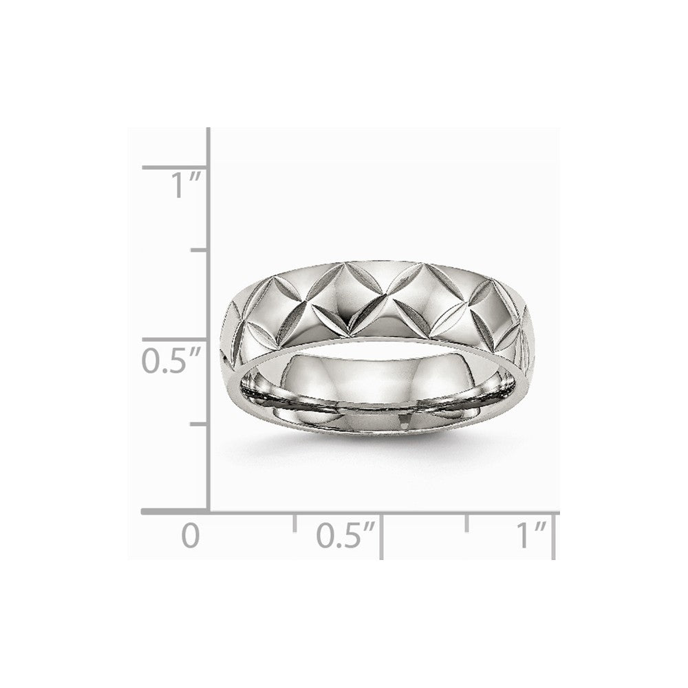 Stainless Steel Polished Diamond Cut Ring