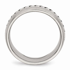 Sophia Jewelers 8mm Stainless Steel Wedding Band with Brushed and Polished Finish