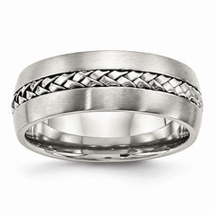 Sophia Jewelers 8mm Stainless Steel Wedding Band with Brushed and Polished Finish