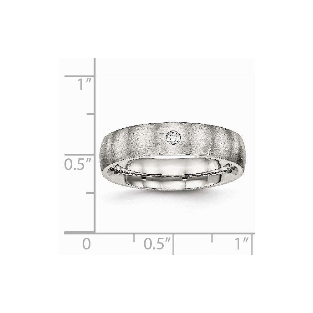 Stainless Steel Brushed Half Round CZ Ring