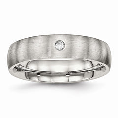 Stainless Steel Brushed Half Round CZ Ring