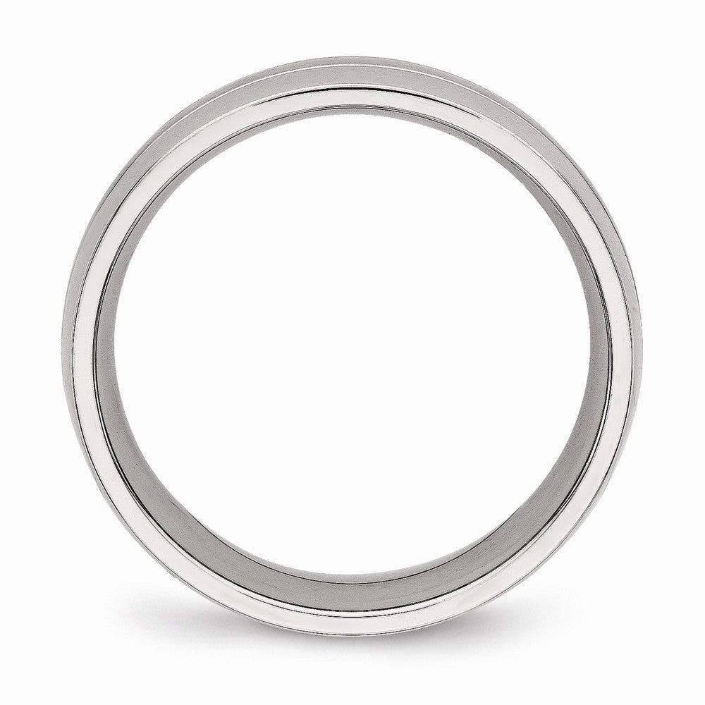 Sophia Jewelers Stainless Steel Wedding Band with Brushed & Polished Groove