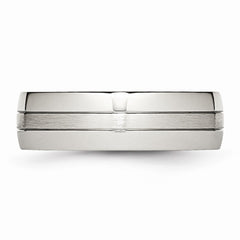 Sophia Jewelers Stainless Steel Wedding Band with Brushed & Polished Groove