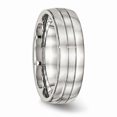 Sophia Jewelers Stainless Steel Wedding Band with Brushed & Polished Groove