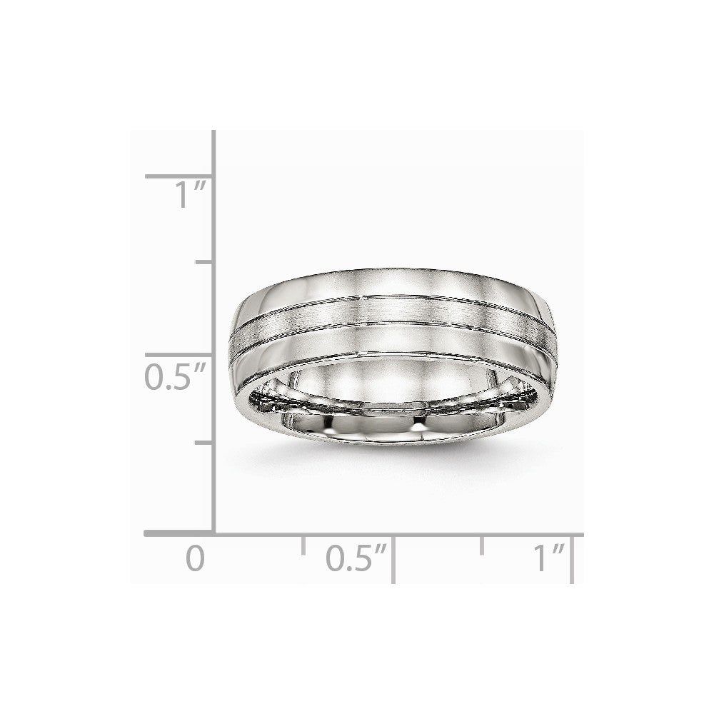 Stainless Steel Brushed and Polished Grooved 6.50mm Band