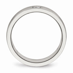 Sophia Jewelers Stainless Steel Grooved CZ Wedding Band Polished & Brushed Elegance