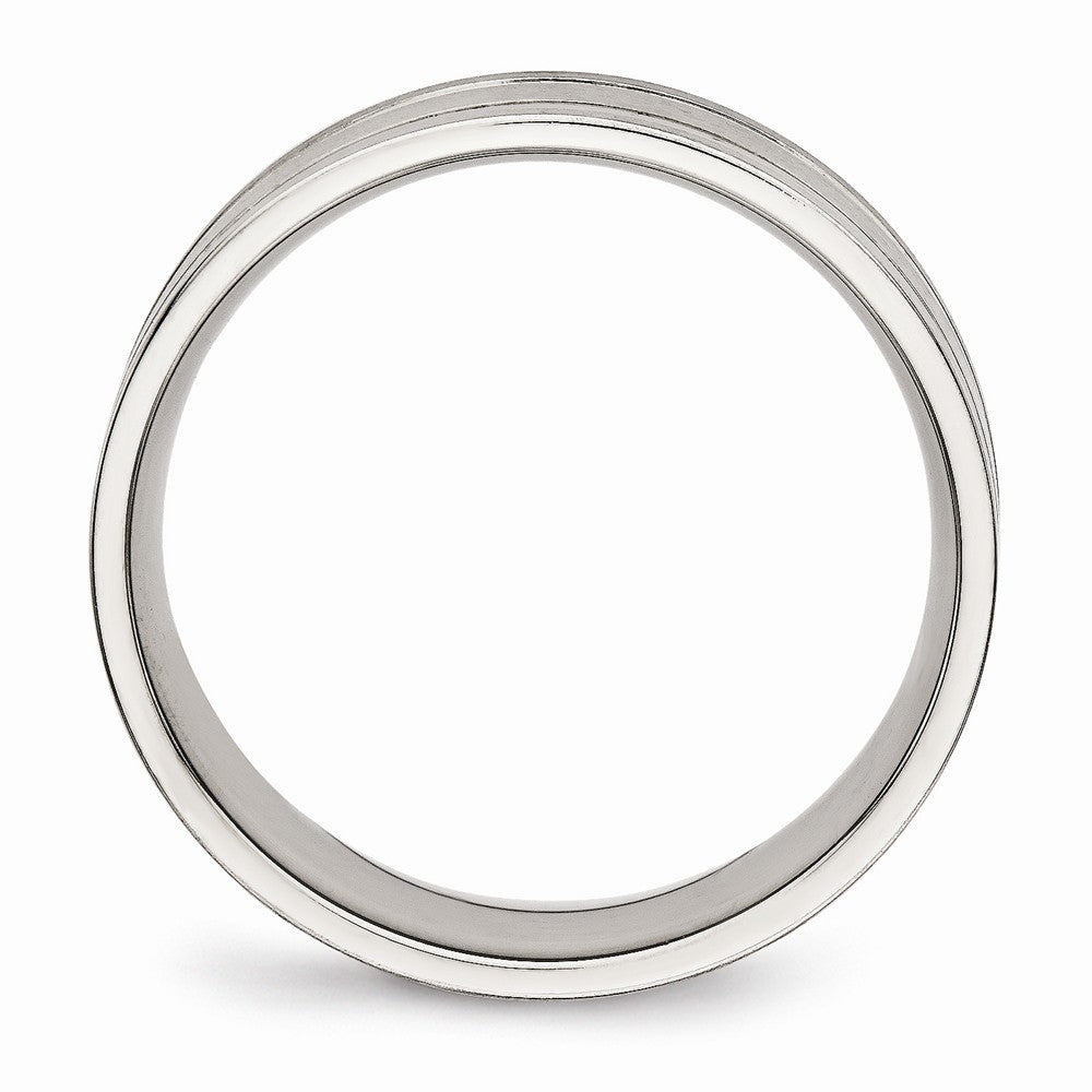 Stainless Steel Brushed and Polished Ridged 6.00mm Band