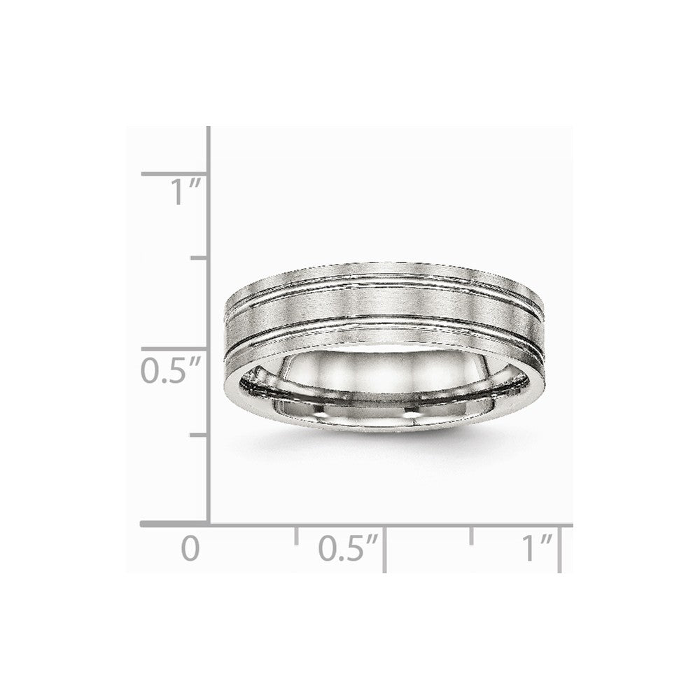 Stainless Steel Brushed and Polished Ridged 6.00mm Band