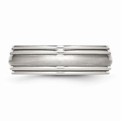 Stainless Steel Brushed and Polished Ridged 7.00mm Band