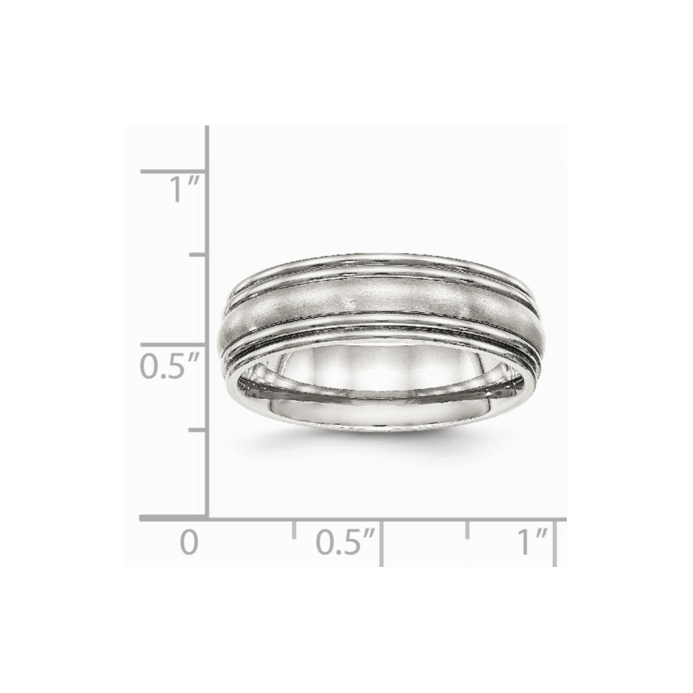 Stainless Steel Brushed and Polished Ridged 7.00mm Band