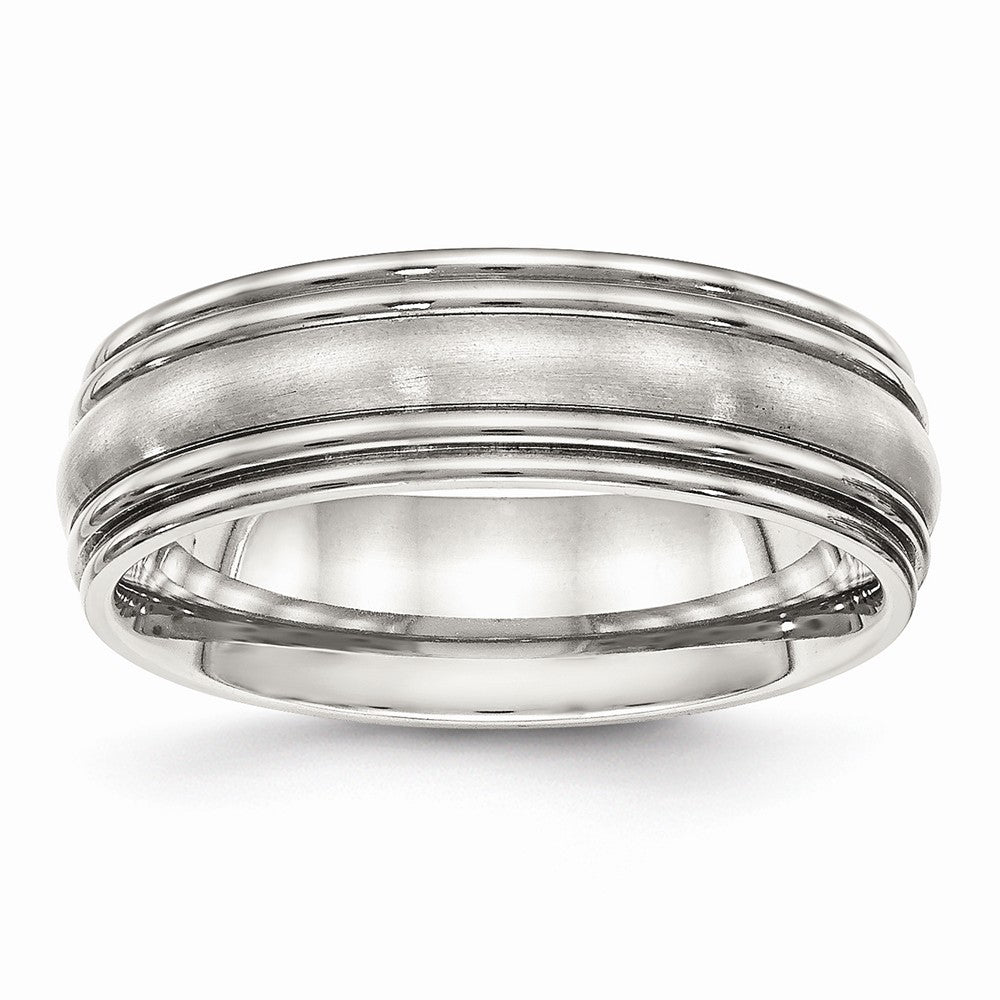 Stainless Steel Brushed and Polished Ridged 7.00mm Band