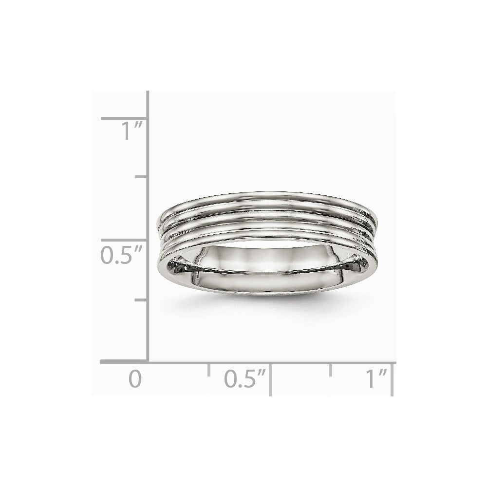 Stainless Steel Polished Ridged 5.00mm Band