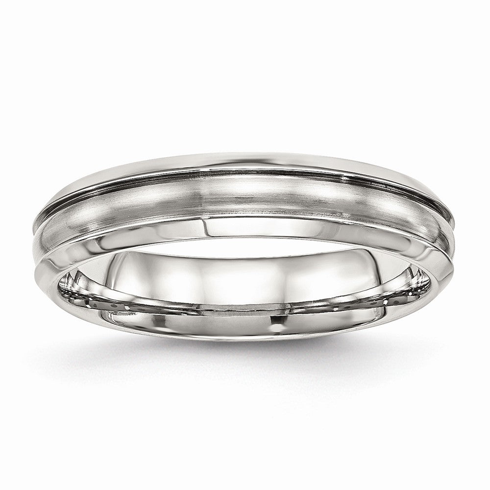 Stainless Steel Brushed and Polished Ridged 5.00mm Band